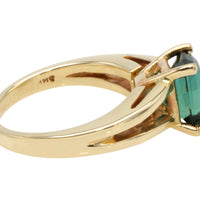 Green tourmaline ring in 14 carat gold-Vintage Rings-The Antique Ring Shop