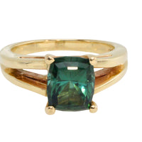 Green tourmaline ring in 14 carat gold-Vintage Rings-The Antique Ring Shop