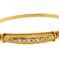 Edwardian hinged bracelet with old cut diamonds