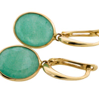 Green quartz earrings in 14 carat gold-Earrings-The Antique Ring Shop