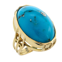 Cabochon turquoise ring in 14 carat gold-Vintage Rings-The Antique Ring Shop