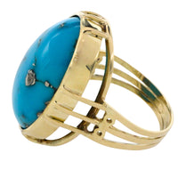 Cabochon turquoise ring in 14 carat gold-Vintage Rings-The Antique Ring Shop