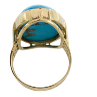 Cabochon turquoise ring in 14 carat gold-Vintage Rings-The Antique Ring Shop