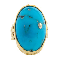 Cabochon turquoise ring in 14 carat gold-Vintage Rings-The Antique Ring Shop