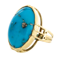 Cabochon turquoise ring in 14 carat gold-Vintage Rings-The Antique Ring Shop