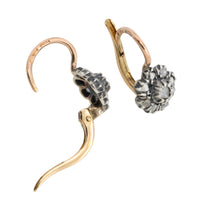 Vintage rose diamond earrings in silver and gold