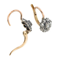Vintage rose diamond earrings in silver and gold