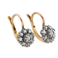 Vintage rose diamond earrings in silver and gold