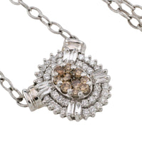 Light brown and clear diamond pendant in white gold-Pendants-The Antique Ring Shop
