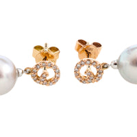 Pearl and diamond earrings-Earrings-The Antique Ring Shop