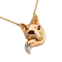 Fox pendant with rubies and diamonds-Pendants-The Antique Ring Shop