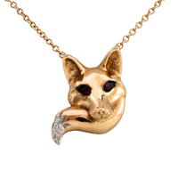 Fox pendant with rubies and diamonds-Pendants-The Antique Ring Shop