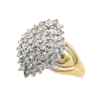 Diamond navette cluster ring in 18 carat gold-Vintage Rings-The Antique Ring Shop