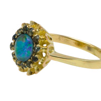 Opal doublet and sapphire cluster ring-Vintage Rings-The Antique Ring Shop