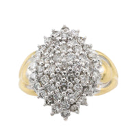 Diamond navette cluster ring in 18 carat gold-Vintage Rings-The Antique Ring Shop
