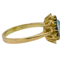 Opal doublet and sapphire cluster ring-Vintage Rings-The Antique Ring Shop