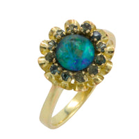 Opal doublet and sapphire cluster ring-Vintage Rings-The Antique Ring Shop