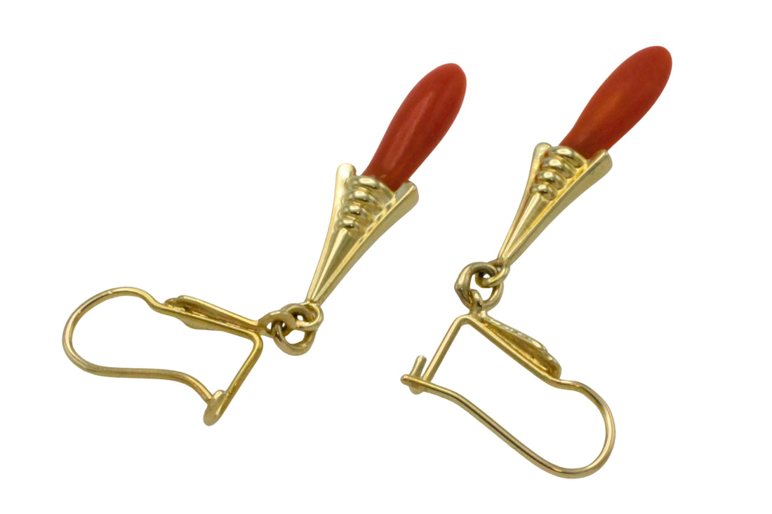 Vinateg 14 carat gold pendant earrings-Earrings-The Antique Ring Shop