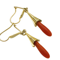 Vinateg 14 carat gold pendant earrings-Earrings-The Antique Ring Shop