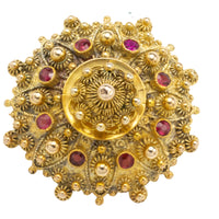 14 carat gold brooch with synthetic gem stones-Brooches-The Antique Ring Shop