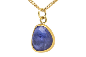 Tanzanite pendant in silver and gold-Pendants-The Antique Ring Shop