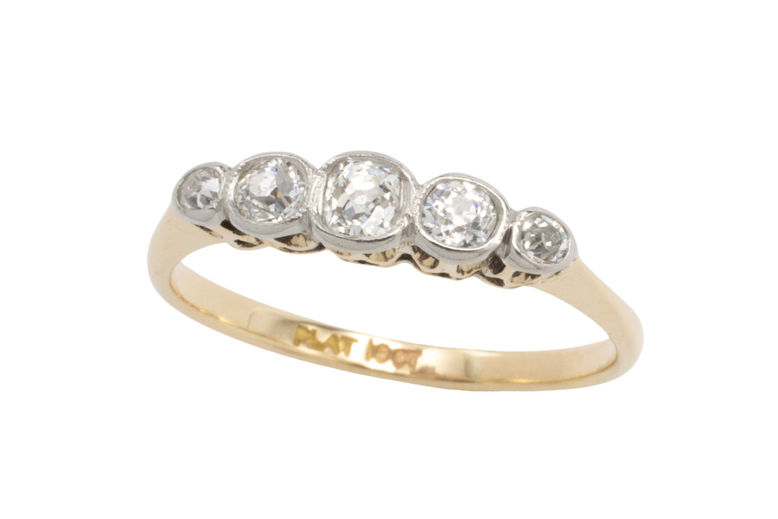 Edwardian period five stone old cut diamond ring-Antique rings-The Antique Ring Shop