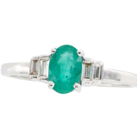 Emerald and diamond ring in white gold-engagement rings-The Antique Ring Shop
