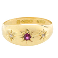 Ruby and diamond gypsy ring from 1919-Antique rings-The Antique Ring Shop