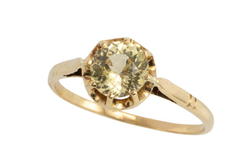 Yellow sapphire solitaire ring in 14 carat gold-engagement rings-The Antique Ring Shop