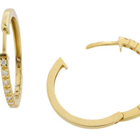 18 carat gold hoop earrings with diamonds-Earrings-The Antique Ring Shop
