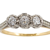Three stone old cut diamond ring-Vintage Rings-The Antique Ring Shop