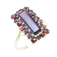 Rectangular garnet ring in 14 carat gold-Rings-The Antique Ring Shop