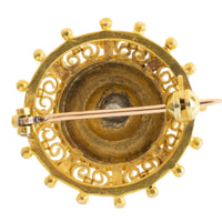 Filigree brooch with rose diamond in 14 carat gold-Brooches-The Antique Ring Shop