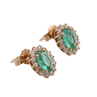 Emerald and diamonds studs-Earrings-The Antique Ring Shop
