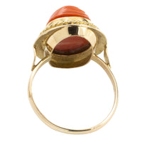Coral cameo ring in 14 carat gold-vintage rings-The Antique Ring Shop