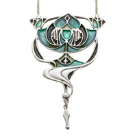 Silver and enamel Art Nouveau style pendant-Pendants-The Antique Ring Shop