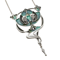 Silver and enamel Art Nouveau style pendant-Pendants-The Antique Ring Shop