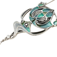 Silver and enamel Art Nouveau style pendant-Pendants-The Antique Ring Shop