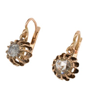 Rose diamond pendant earrings-Earrings-The Antique Ring Shop