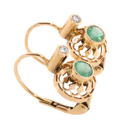 Emerald and diamond earrings-Earrings-The Antique Ring Shop