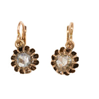 Rose diamond pendant earrings-Earrings-The Antique Ring Shop
