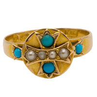 Victorian pearl and tuequoise ring from 1875-Antique rings-The Antique Ring Shop