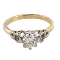 Diamond solitaire ring in platinum and gold-engagement rings-The Antique Ring Shop
