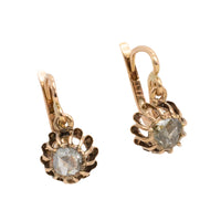 Rose diamond pendant earrings-Earrings-The Antique Ring Shop