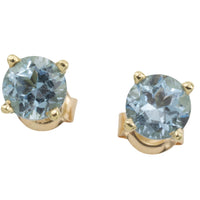 Aquamarine studs in 14 carat gold-Earrings-The Antique Ring Shop
