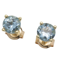 Aquamarine studs in 14 carat gold-Earrings-The Antique Ring Shop