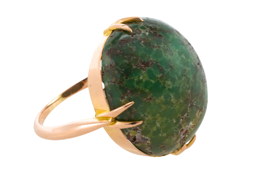 Cabochon turquoise ring in 18 carat gold-Antique rings-The Antique Ring Shop