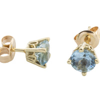 Aquamarine studs in 14 carat gold-Earrings-The Antique Ring Shop
