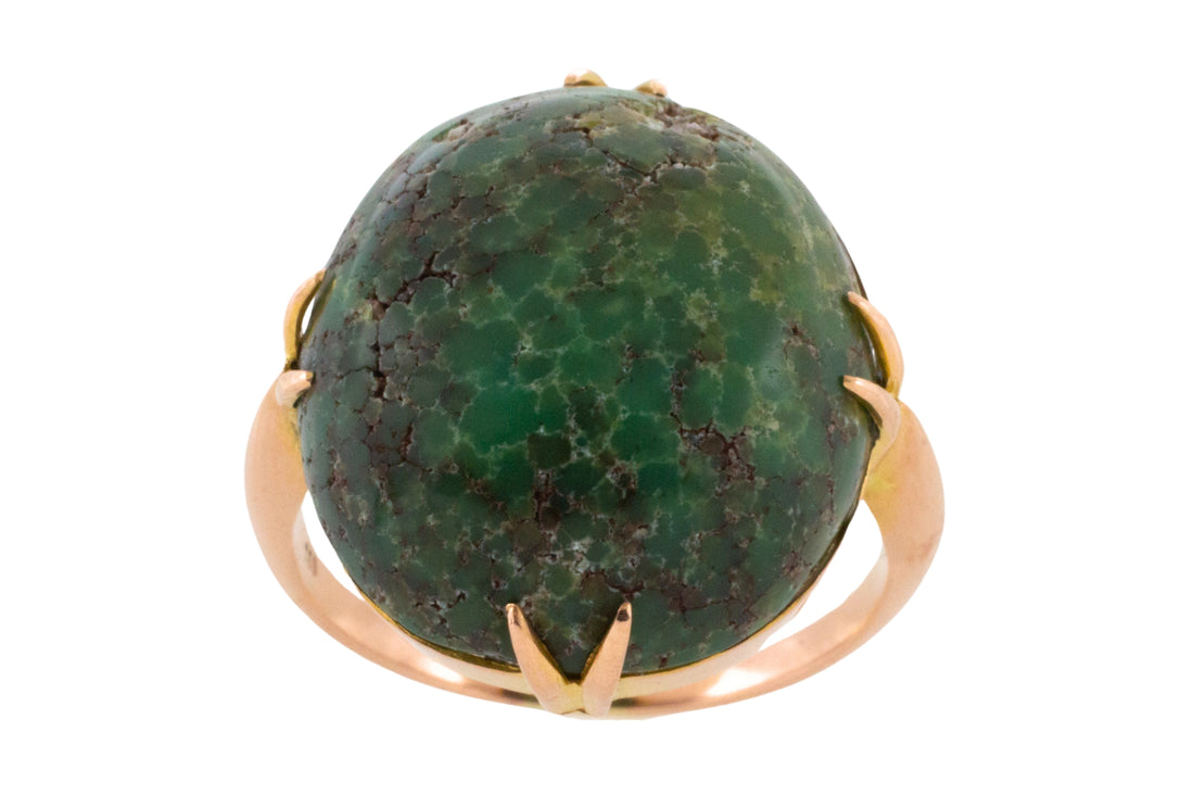 Cabochon turquoise ring in 18 carat gold-Antique rings-The Antique Ring Shop