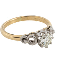 Diamond solitaire ring in platinum and gold-engagement rings-The Antique Ring Shop